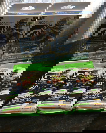 (2) 2020 Donruss Football Hanger Boxes & (3) 2020 Donruss Football Value Packs