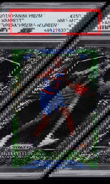 RJ Barrett Prizm Fast Break neon green /5 psa 8