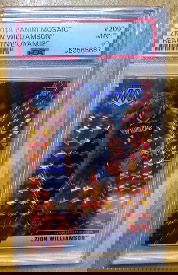 2019-20 Panini Mosaic Reactive Orange Prizm #209 Zion Williamson RC Rookie PSA 9