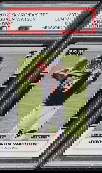 2017 PANINI PLAYOFF RED ZONE DESHAUN WATSON ROOKIE #201 - PSA 10