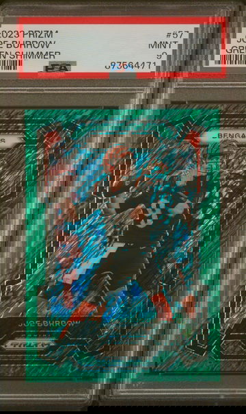 2023 Joe Burrow Panini Prizm Green Shimmer FOTL 5/5 PSA 9 #57 SP RARE