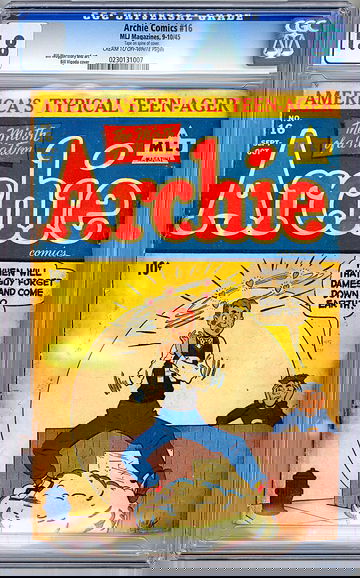 ARCHIE COMICS #16 CGC 1.8 RARE GOLDEN AGE CLASSIC BILL VIGODA COVER MLJ 1945