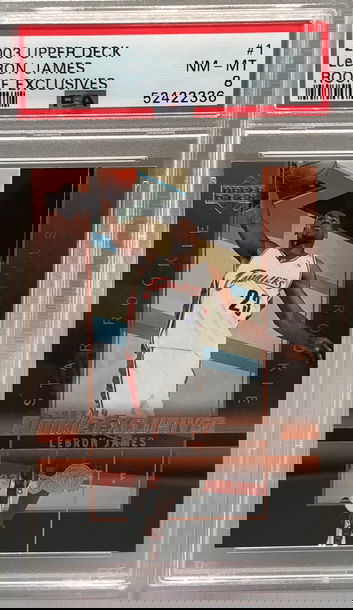 2003 Upper Deck Lebron James Rookie Exclusives PSA 8