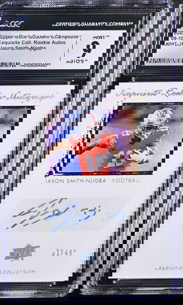 2022 UPPER DECK JAXON SMITH-NJIGBA GOODWIN CHAMPIONS '09-10 EXQUISITE COLL. ROOKIE AUTOS #09T-JN CGC 9 FT.A3.15
