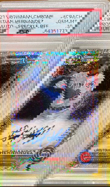 Cristian Hernandez 2021 Bowman Chrome 1st Speckle Refractor /299 Auto Autograph Prospect Draft