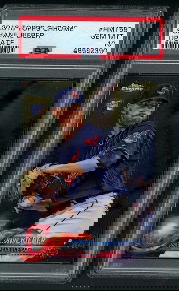 2018 Topps Chrome Update HMT59 Shane Bieber PSA 10 GEM MINT Rookie RC