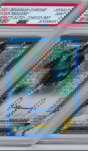 2021 BOWMAN CHROME PROSPECT AUTOGRAPHS LIOVER PEGUERO #CPALP PROSPECT AUTO-CHOICE REF. PSA 9