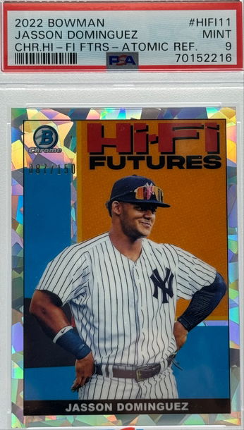 2022 BOWMAN JASSON DOMINGUEZ CHR.HI - FI FTRS - ATOMIC REF/150 #HIFI11 PSA 9 MINT