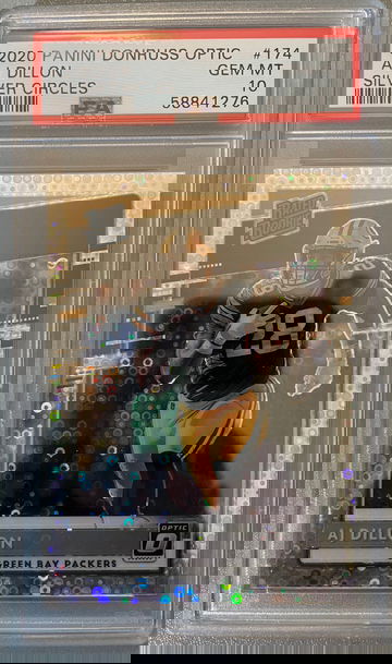 2020 Panini Donruss Optic 174 - AJ Dillon Silver Circles PSA 10