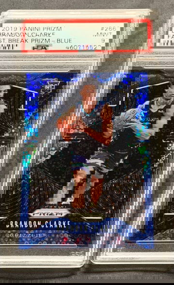 2019 Prizm Brandon Clarke Fast Break Blue #64/175 PSA 9