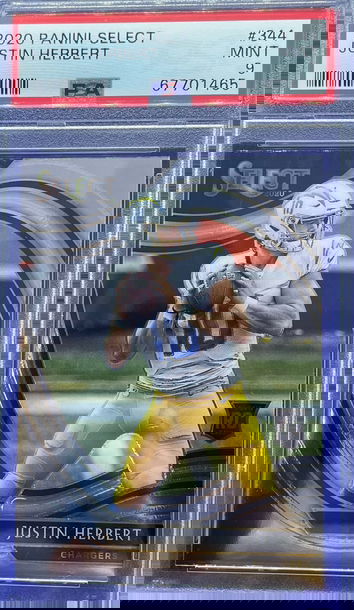 2020 Panini Select JUSTIN HERBERT #344 RC Rookie FIELD LEVEL PSA 9 MINT