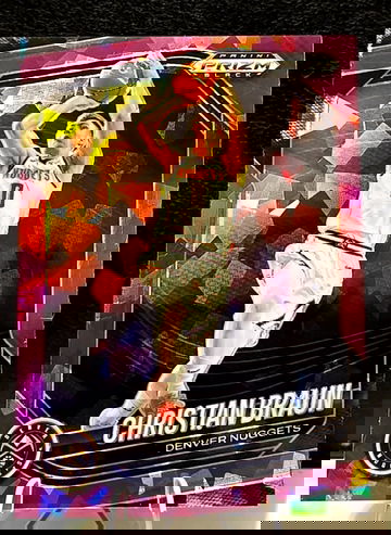 2024-25 Panini Prizm Black  Christian Braun  Purple Cracked Ice Prizm  /149  Nuggets