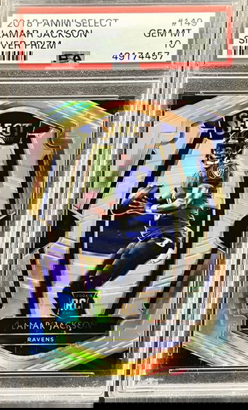 2018 Select Ravens Lamar Jackson RC #149 SP Silver Prizm Rookie PSA 10 GEM MINT