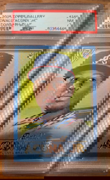 2018 Topps Gallery Ronald Acuna Jr. Auto Blue /50 RC Rookie #140 PSA 7 Braves