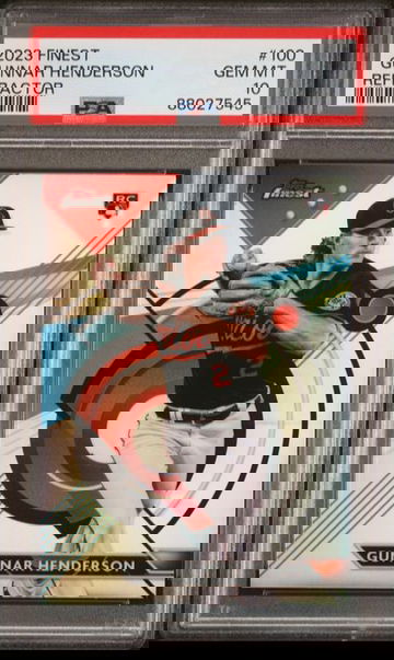 2023 Topps Finest Gunnar Henderson Rookie Refractor #100 PSA 10 [BL-3B.37]