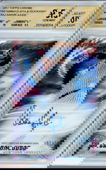 2017 TOPPS CHROME AARON JUDGE#FFAAJ FRESHMAN FLASH AU 38 OF 99 RC BGS 9.5 AU 10