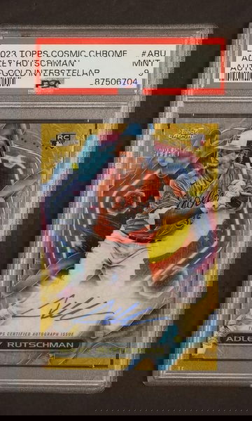 2023 Topps Cosmic Chrome #ARU Adley Rutschman Gold Interstellar Gold Rookie PSA 9 Mint Baltimore Orioles Auto