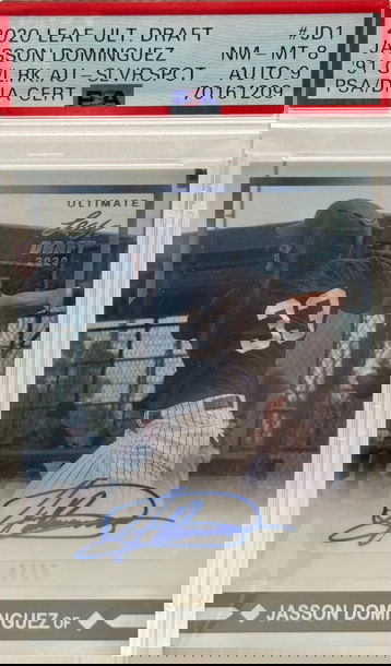 2020 LEAF ULTRA DRAFT JASSON DOMINGUEZ '91 G/L.RK.AU - SLVR.SPCT/15 PSA 8 NM-MT AUTO 9