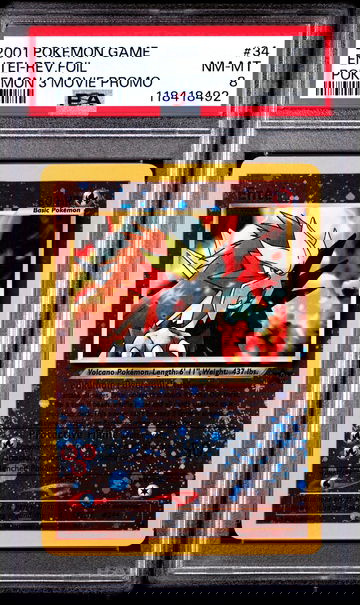 2001 Pokemon Black Star Promo Spell of the Unown Movie Reverse Holo Entei #34 PSA 8