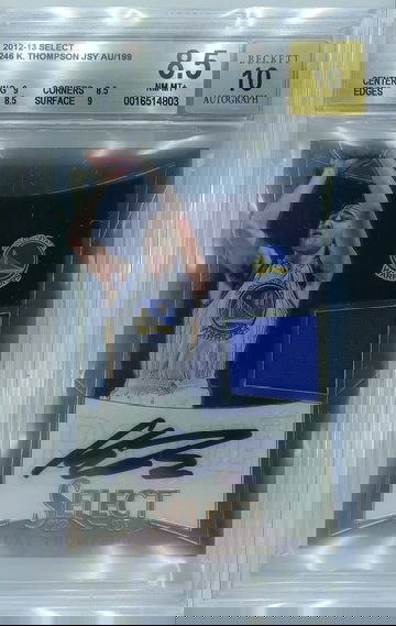 2012-13 PANINI SELECT KLAY THOMPSON JERSEY AUTO RC /199 #246 BGS 8.5 AUTO 10