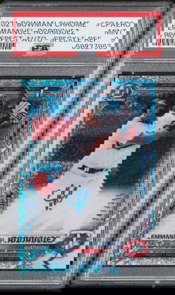 2021 BOWMAN CHROME PROSPECT AUTOGRAPHS EMMANUEL RODRIGUEZ #CPAERO PROSPECT AUTO-SPECKLE REF. PSA 9