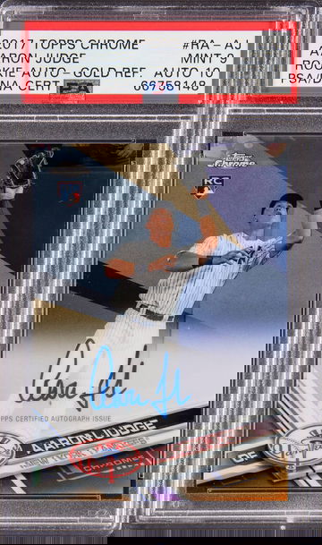 2017 Topps Chrome Aaron Judge RC Gold Refractor Auto 02/50 PSA 9 Auto 10 Pop 3