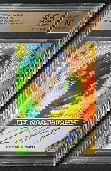 2017 Leaf Valiant Td Machines Yellow REF /10 Kareem Hunt Rookie Auto BGS 9.5