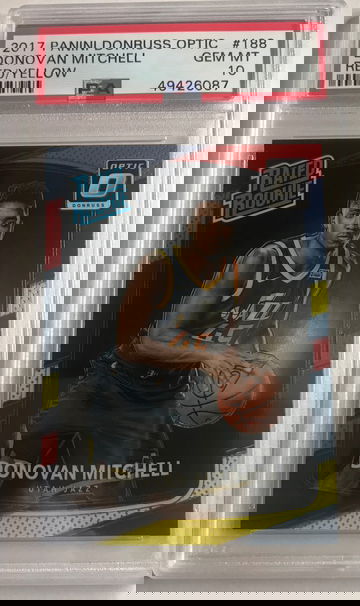 2017 Panini Donruss Optic Donovan Mitchell Red/Yellow PSA 10 Gem-Mint