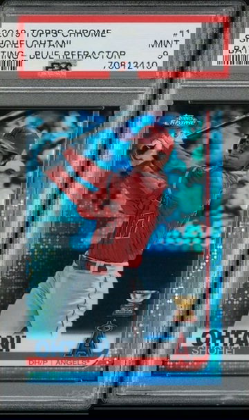 2019 Topps Chrome #1 Shohei Ohtani Blue Refractor /150 Rookie Cup PSA 9