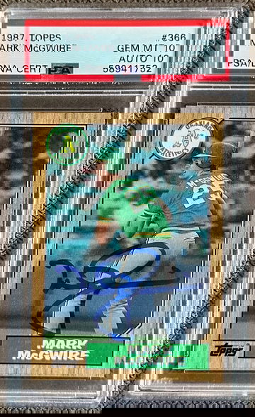 1987 Topps Mark McGwire 366 PSA 10 Auto 10 DNA