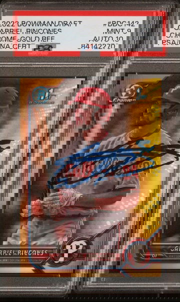 2022 Bowman Draft Chrome Gabriel Rincones Gold Refractor /50 Auto PSA 9