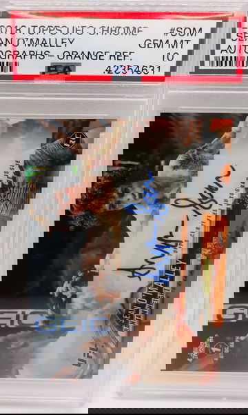 2018 Topps UFC Chrome Sean O’Malley RC Orange Refractor On Card Auto PSA 10  Pop 1