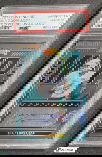 Tua Tagovailoa 2021 Panini Contenders MVP Contender Gold Dolphins  /10 - PSA 10