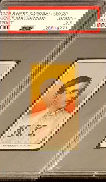 T206 Sweet Caporal 150/30 • Christy Mathewson • Portrait • PSA 2.5 GOOD + 