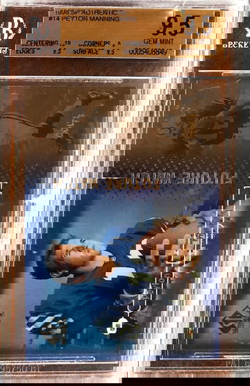 1998 SP Authentic #14 Peyton Manning Rookie Card BGS 9.5 GEM MINT *SHIPS FROM CANADA* **CRACKED SLAB NEAR BGS GRADE**