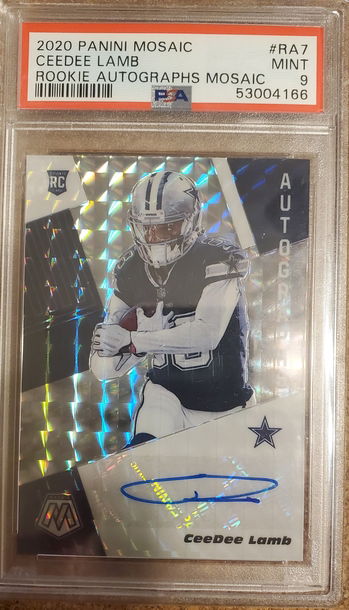 CeeDee Lamb Mosaic Rookie Autographs PSA 9