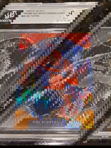 2020-21 Obi Toppin Select PRIZM Red White Orange Shimmer #68 BGS 9