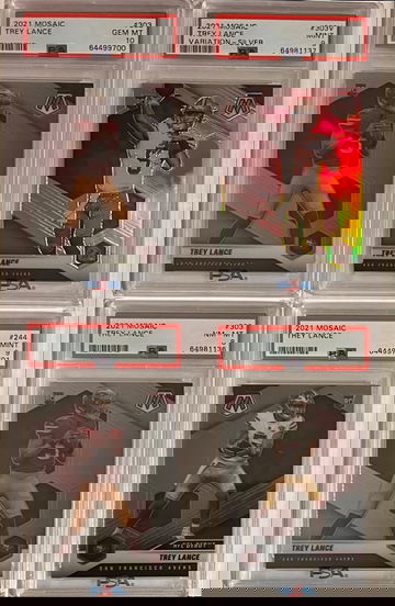 2021 Mosaic (4) Card Trey Lance Rookie Lot 49ers