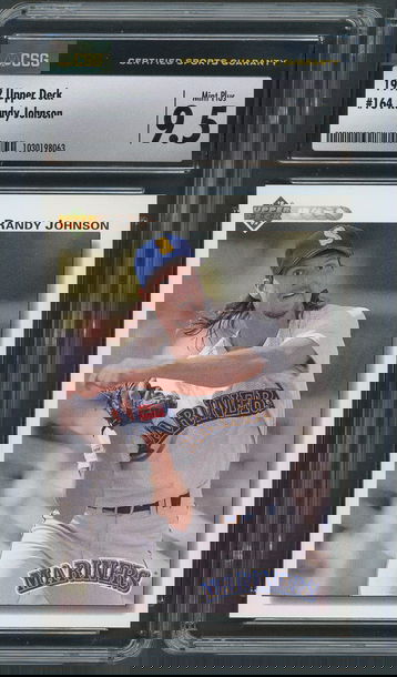 1992 Upper Deck Randy Johnson #164 CSG Mint+ 9.5 - Seattle Mariners