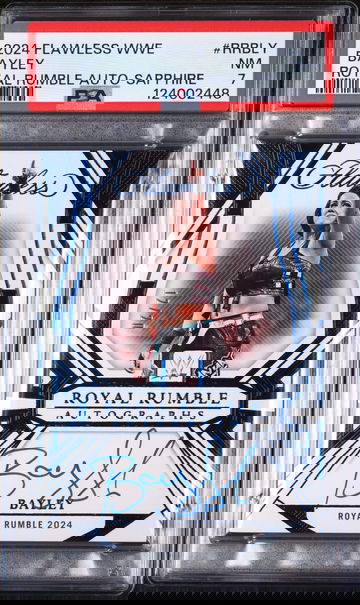 2024 Panini Flawless WWE Flawless Royal Rumble Autographs Sapphire Bayley #RRBLY /20 PSA 7