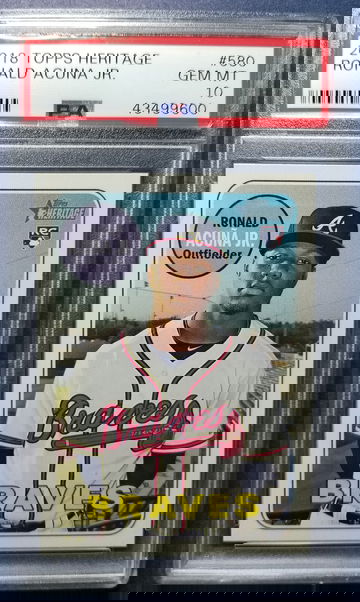 Ronald acuna jr 2018 topps heritage psa gem Mint 10