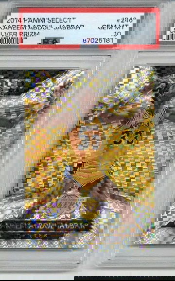 2014 PANINI SELECT SILVER PRIZM #246 KAREEM ABDUL JABBAR LAKERS PSA 10