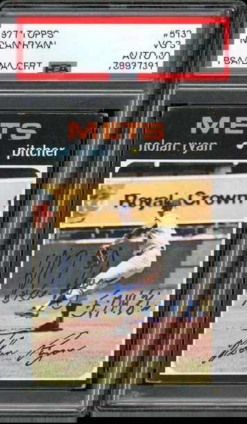 1971 Topps #513 Nolan Ryan Auto HOF New York Mets PSA 3 VG AUTO 10