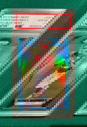2017 Panini Prizm Patrick Mahomes II RC Light Blue Prizm SP #269 52/199 PSA 10