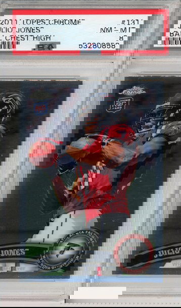 2011 TOPPS CHROME JULIO JONES #131 BALL CHEST HIGH ROOKIE FALCONS RC PSA 8 NM-MT