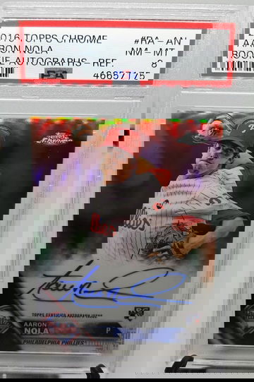 2016 Topps Chrome Aaron Nola Rookie Auto Refractor PSA 8 RC