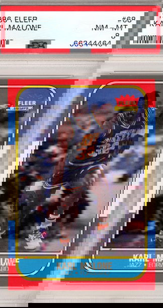 1986 FLEER KARL MALONE PSA 8