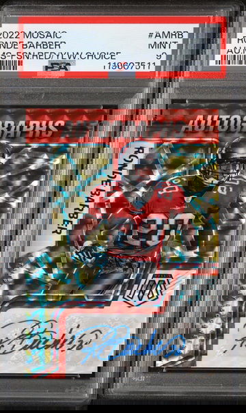 2022 Panini Mosaic Choice Fusion Red/Yellow Ronde Barber #AM-RB Auto PSA 9