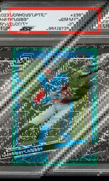 2023 PANINI DONRUSS OPTIC JAHMYR GIBBS #236 GREEN VELOCITY RC