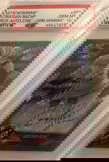 Cristian Pache Chrome 2018 Bowman Green Shimmer Auto PSA 10